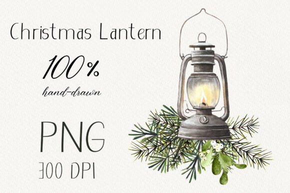Christmas Lantern with Mistletoe: A Versatile Illustration for Holiday Branding