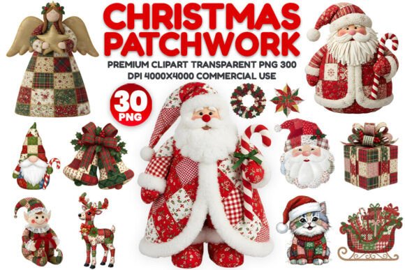 Christmas Patchwork Clipart PNG Bundle Review for Real Crafting