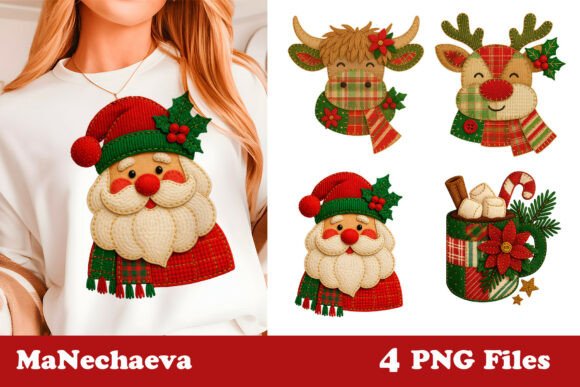 Christmas Patchwork Holiday Clipart PNG for Editorial and Web Design