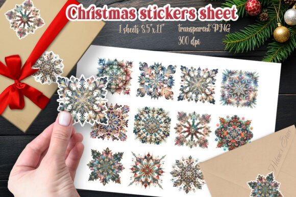 Christmas Snowflake Stickers Sheet Png: A Festive Design Asset for Creative Projects