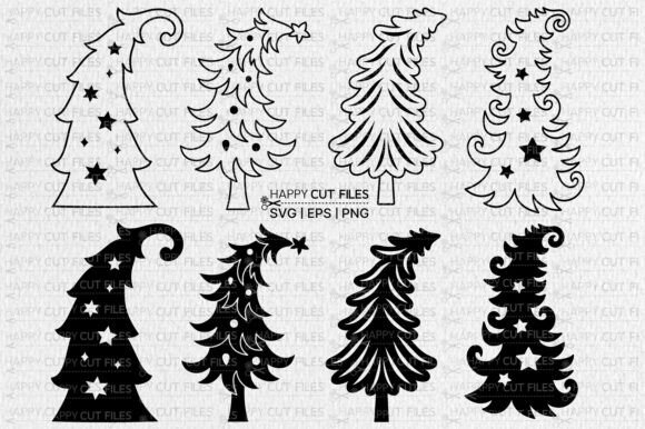 Christmas Tree Hand Drawn Svg Bundle: A Festive Illustration for Local Business Branding