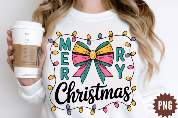 Colorful Bow Merry Christmas Lights PNG Review for Crafters