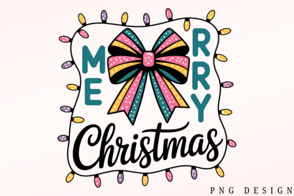 Cute Colorful Bow Merry Christmas Lights Illustrations Review