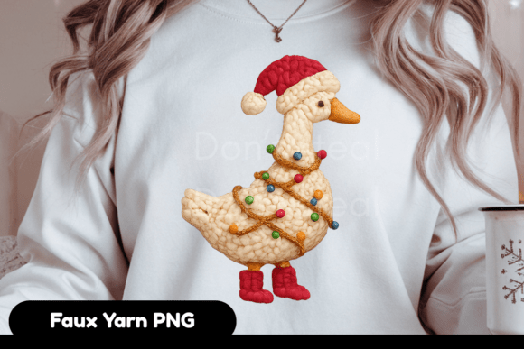 Faux Yarn Crochet Christmas Goose PNG for Holiday Branding and Marketing