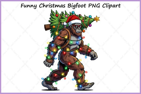 Funny Christmas Bigfoot with Hat PNG: A Versatile Illustration for Creative Sellers