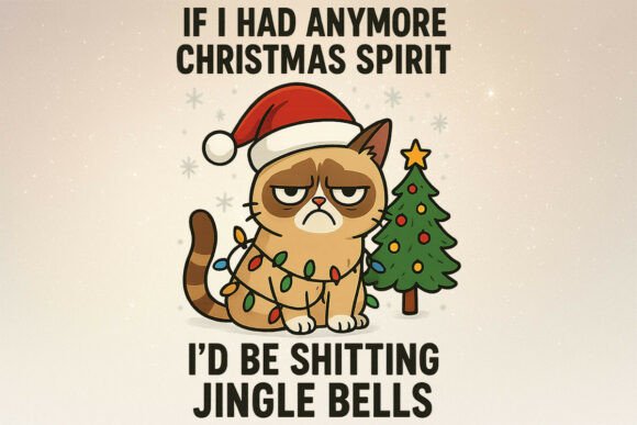 Funny Christmas Cat Spirit Quote PNG: A Designer’s Review for Illustrations