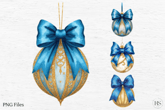 Golden Christmas Ball Coquette Christmas Illustrations for Crafters