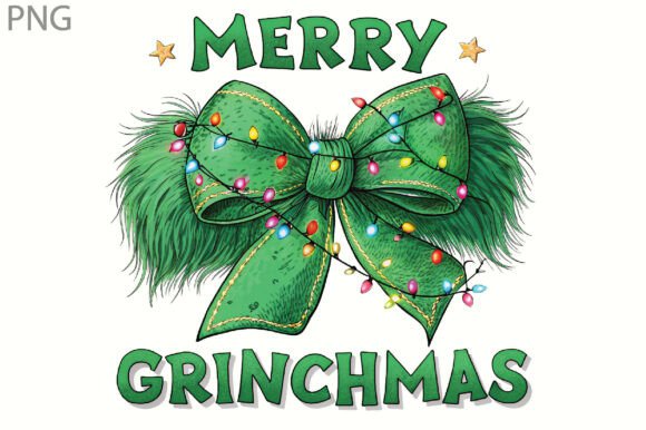 Green Bow Merry Grinchmas Christmas PNG: A Festive Design Illustration for Creative Projects