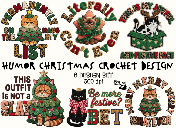 Humor Christmas Crochet Design Bundle: A Playful Illustration Boost for Content Creators
