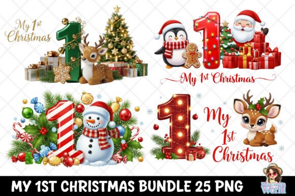 My First Christmas Clipart Bundle PNG