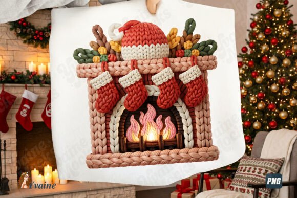 Preppy Faux Yarn Christmas Fireplace PNG Review