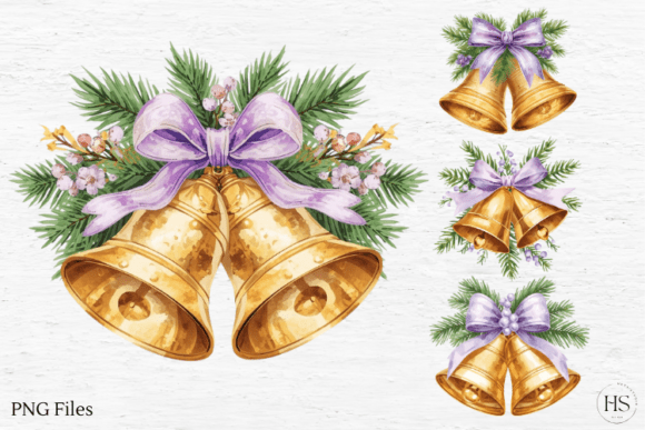 Purple Christmas Bells: A Vibrant Graphic Design Asset for Seasonal Branding