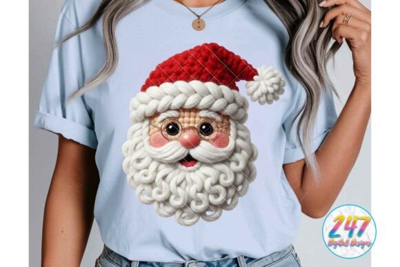 Santa Crochet Yarn Christmas PNG Retro for Handmade Illustrations