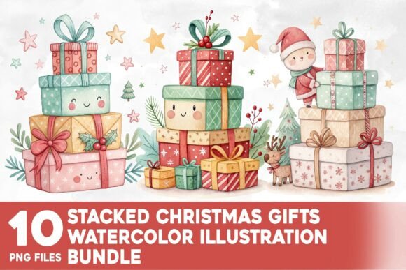 Stacked Christmas Gift Watercolor Bundle Review