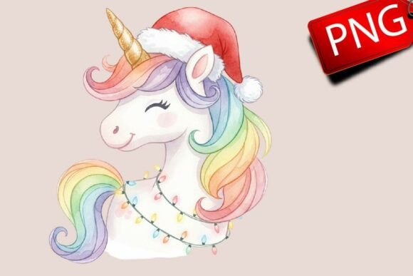 Unicorn Christmas Sublimation: A Festive Illustration for Crafters