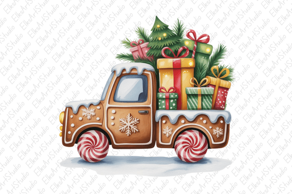 Whimsical Christmas Truck Clipart Png Review